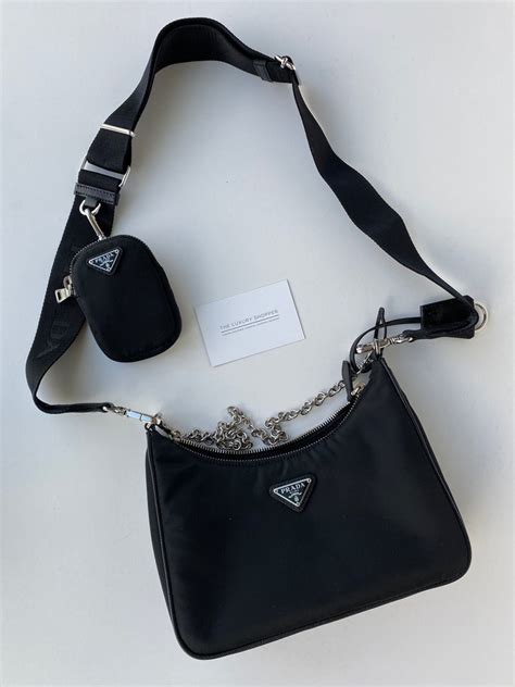 prada nylon crossbody bag with pouch and chain|prada crossbody bag price.